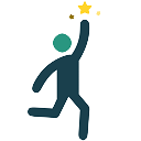 Practical Change capabilities symbol represented by a person reaching for the stars.