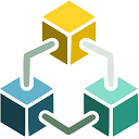 Practical Change Digital Transformation symbol represented by 3 cubes with interconnected pathways.
